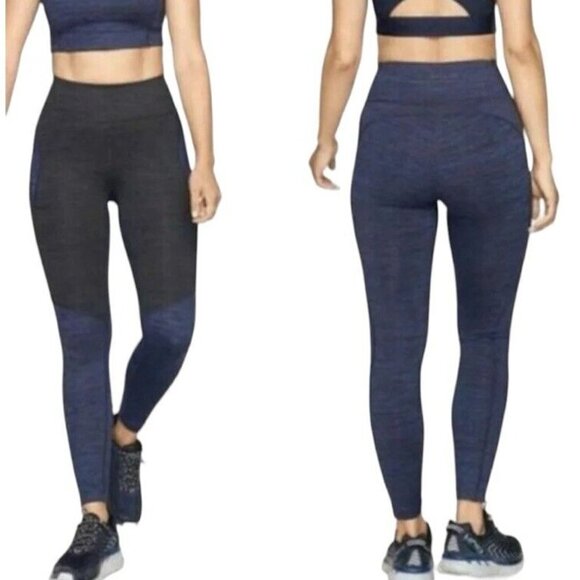 Outdoor Voices Navy Blue High Waist Warm Up Two Tone Leggings 7/8 Size Small - Picture 1 of 9